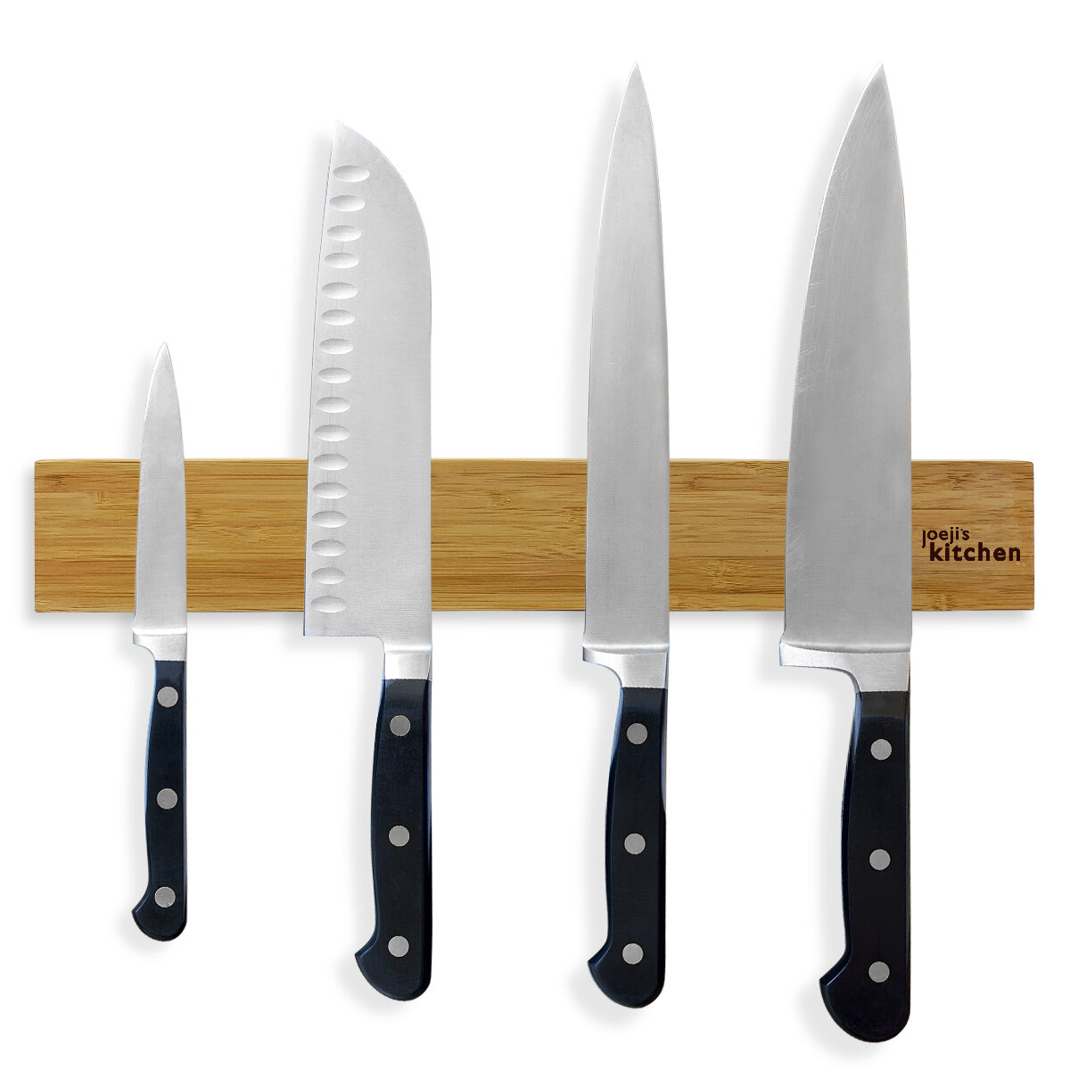 Bamboo Magnetic Knife Rack - 40cm Holder for Kitchen Knives & Supply